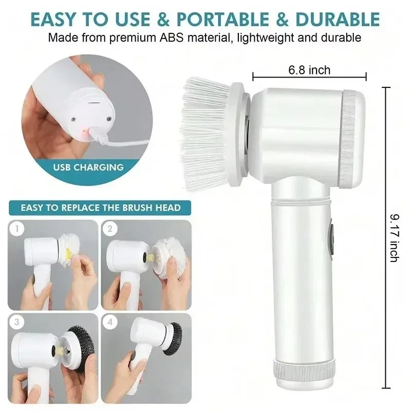 Cordless Electric Spin Scrubber - Rechargeable Bathroom & Kitchen Cleaning Brush
